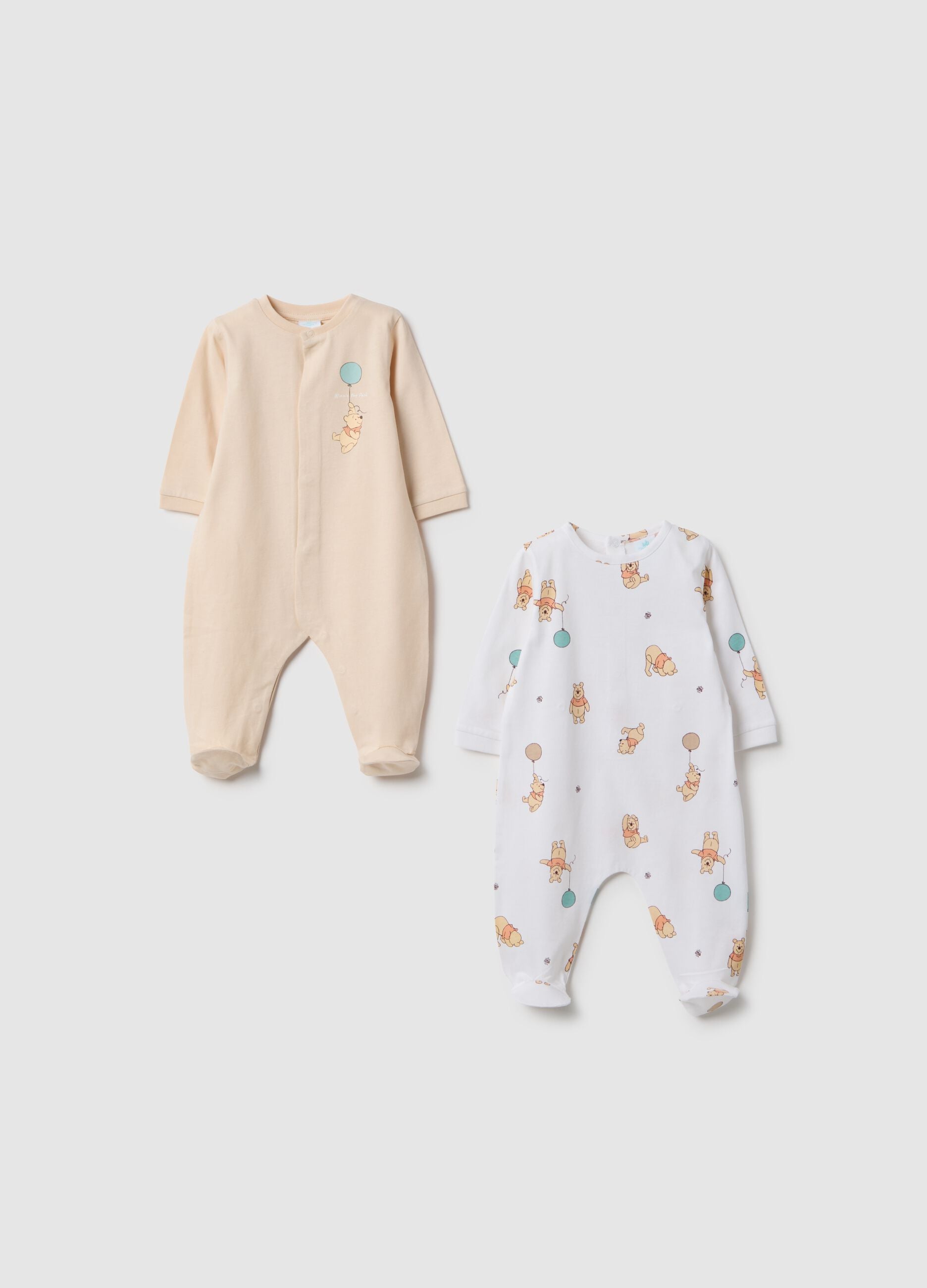 Multi-coloured pure cotton baby sleepsuits twin-pack with Disney prints
