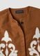 Brown linen and lyocell-blend gilet with applied embroidery_2
