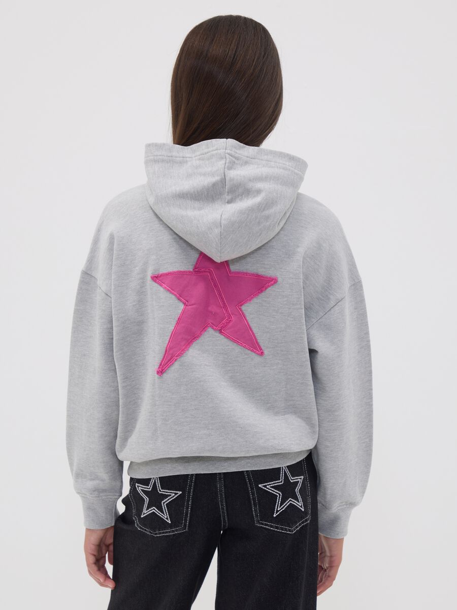 Grey oversized hooded sweatshirt in cotton blend with &ldquo;Sorry&rdquo; embroidery for girls_2