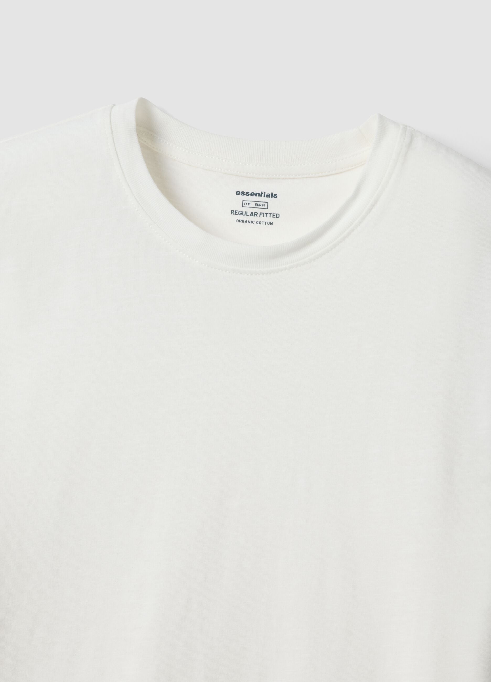 White regular fit short-sleeved pure cotton t-shirt