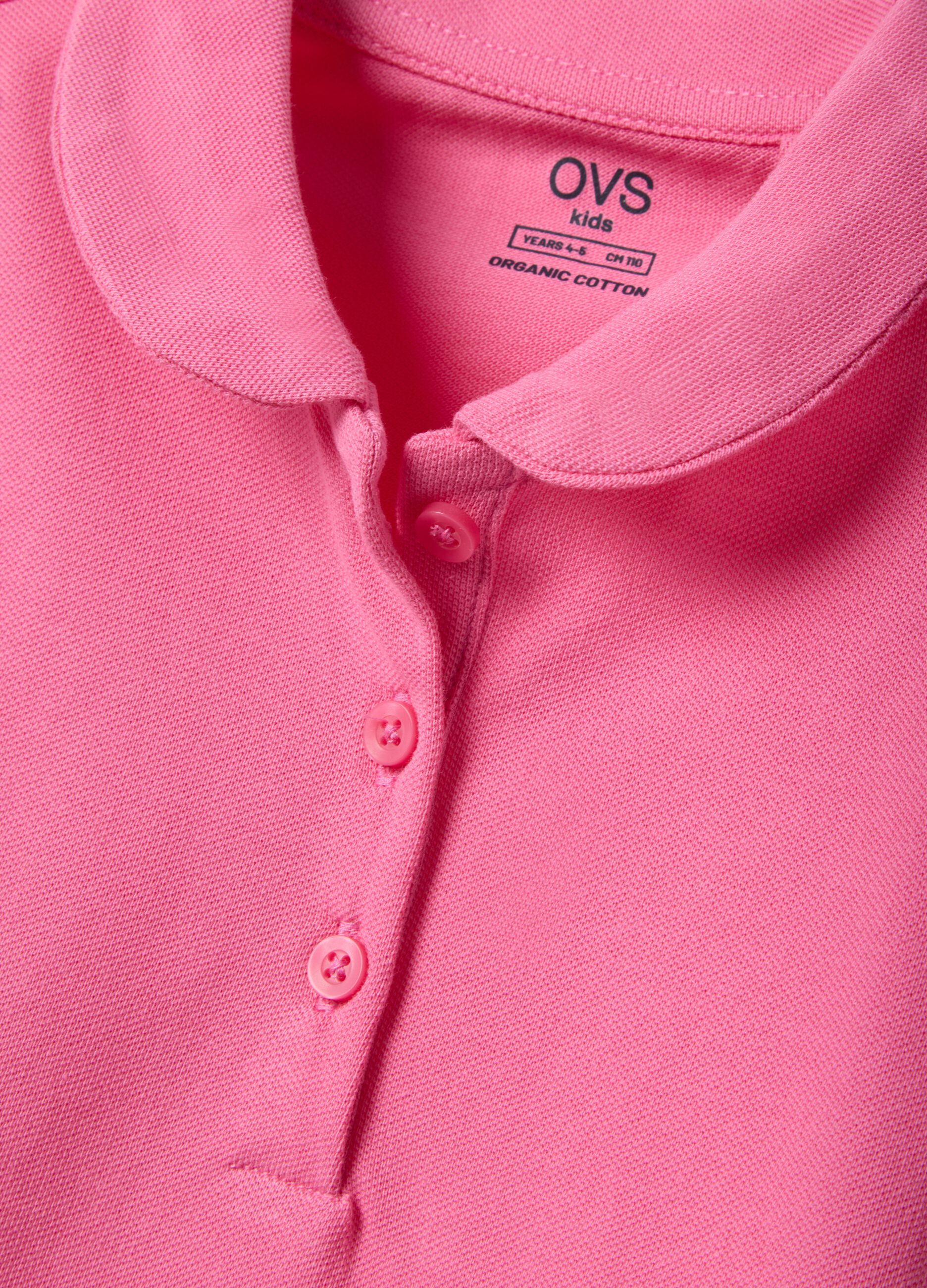 Pink pure cotton girl's polo shirt regular fit