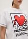 White pure cotton T-shirt, regular fit with Keith Haring print_3