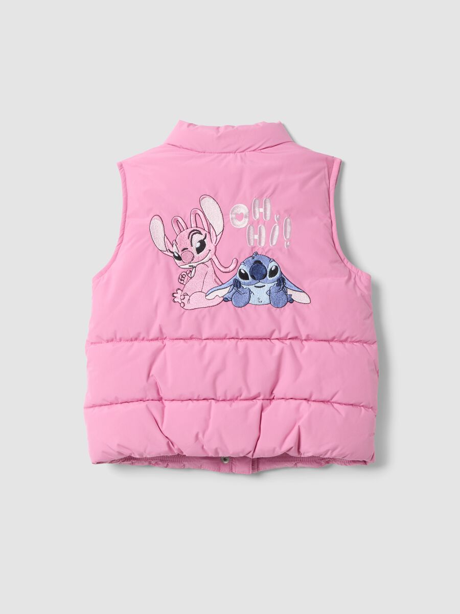 Girls&rsquo; pink padded gilet with Lilo & Stitch embroidery_1