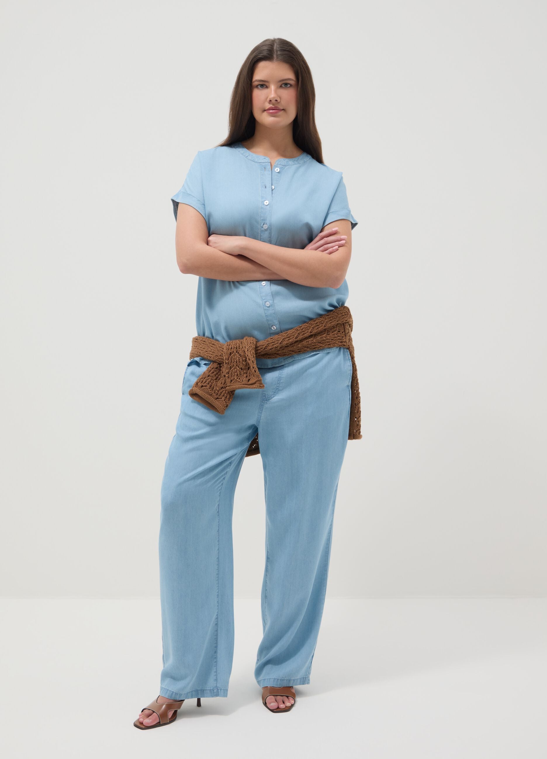 Pure Lyocell Blue Joggers Regular Fit