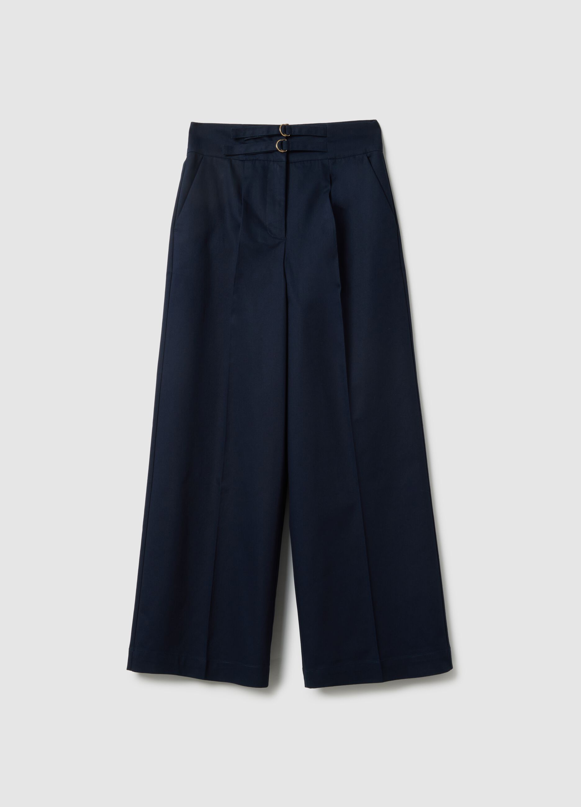 Wide leg blue cotton chinos