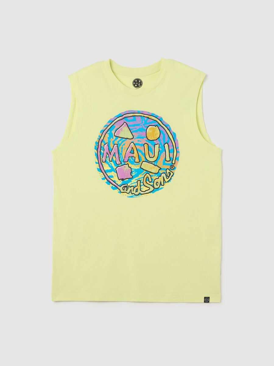 Men&rsquo;s yellow regular-fit vest top in 100% cotton with print_4