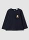 Blue pure organic cotton T-shirt with teddy bear print for baby girl_0