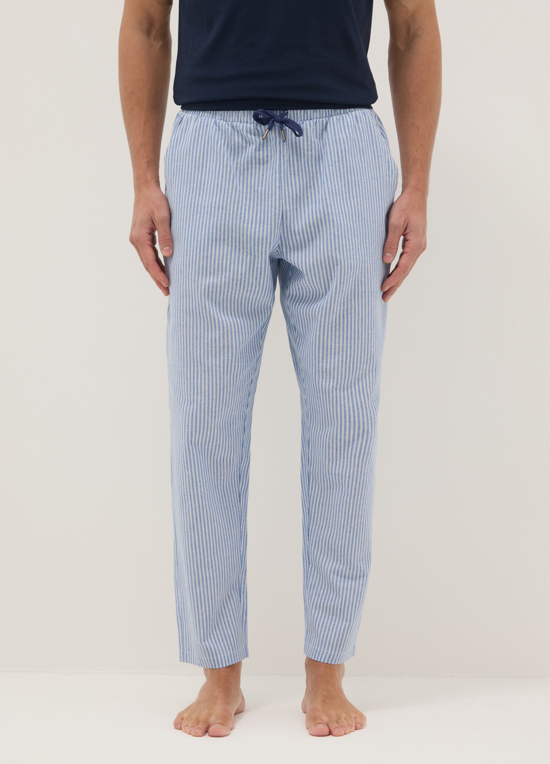 Multicolour striped pure cotton pyjama shorts regular fit