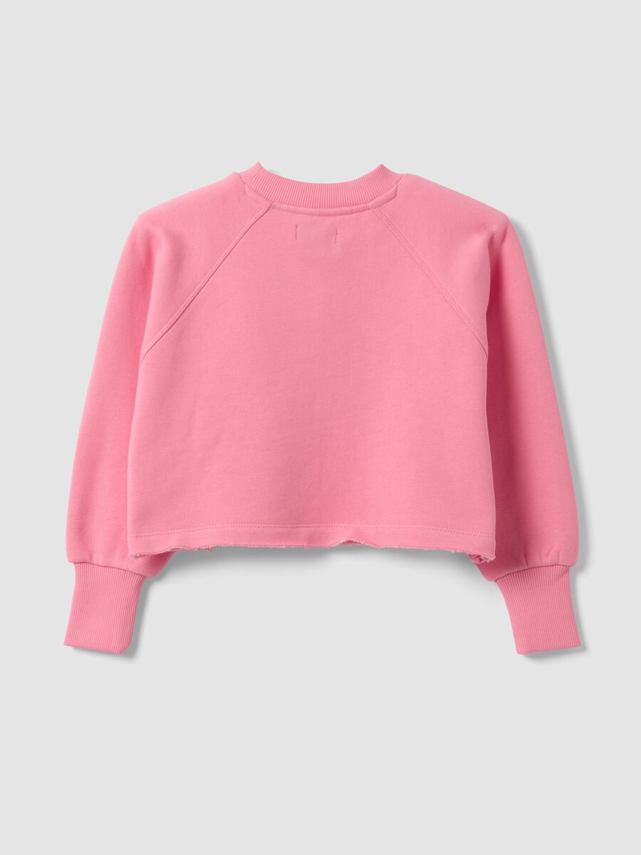 Pink cropped cotton-blend crew-neck sweatshirt, relaxed fit for girls_5