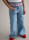Girls' wide-leg light blue pure cotton jeans with floral print_2