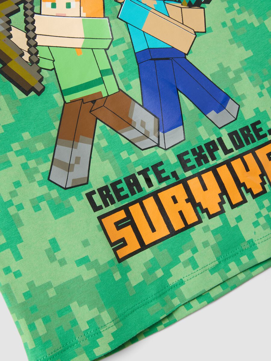Green pure cotton boys' vest with Minecraft prints_3