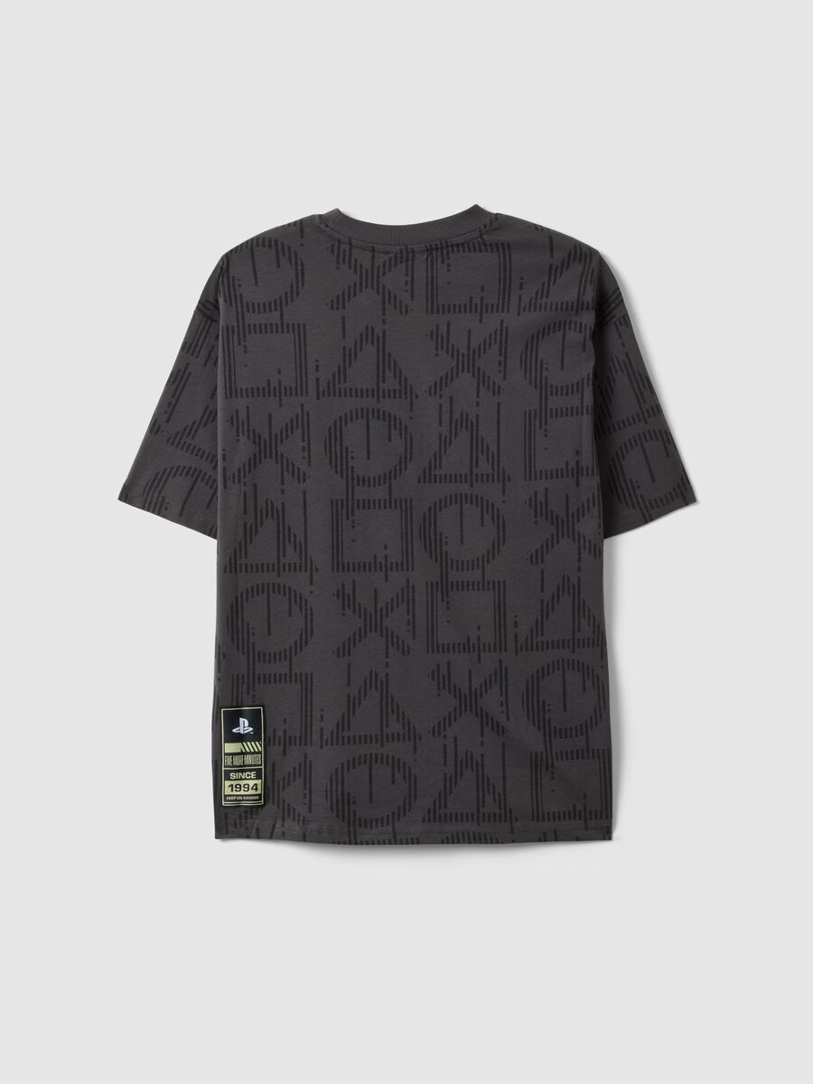 T-shirt in puro cotone grigio da ragazzo oversize fit con stampa_4