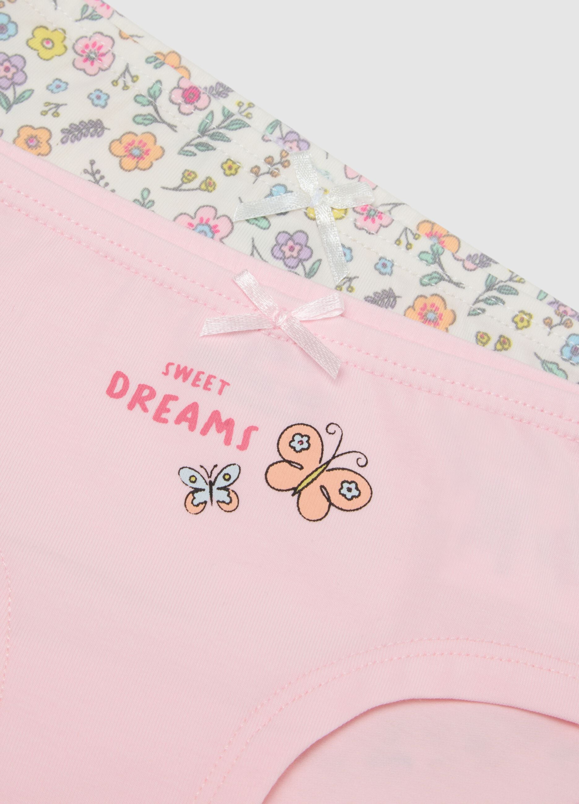 Newborn Girl Multicolor Cotton Blend Panties Tripack with Flowers