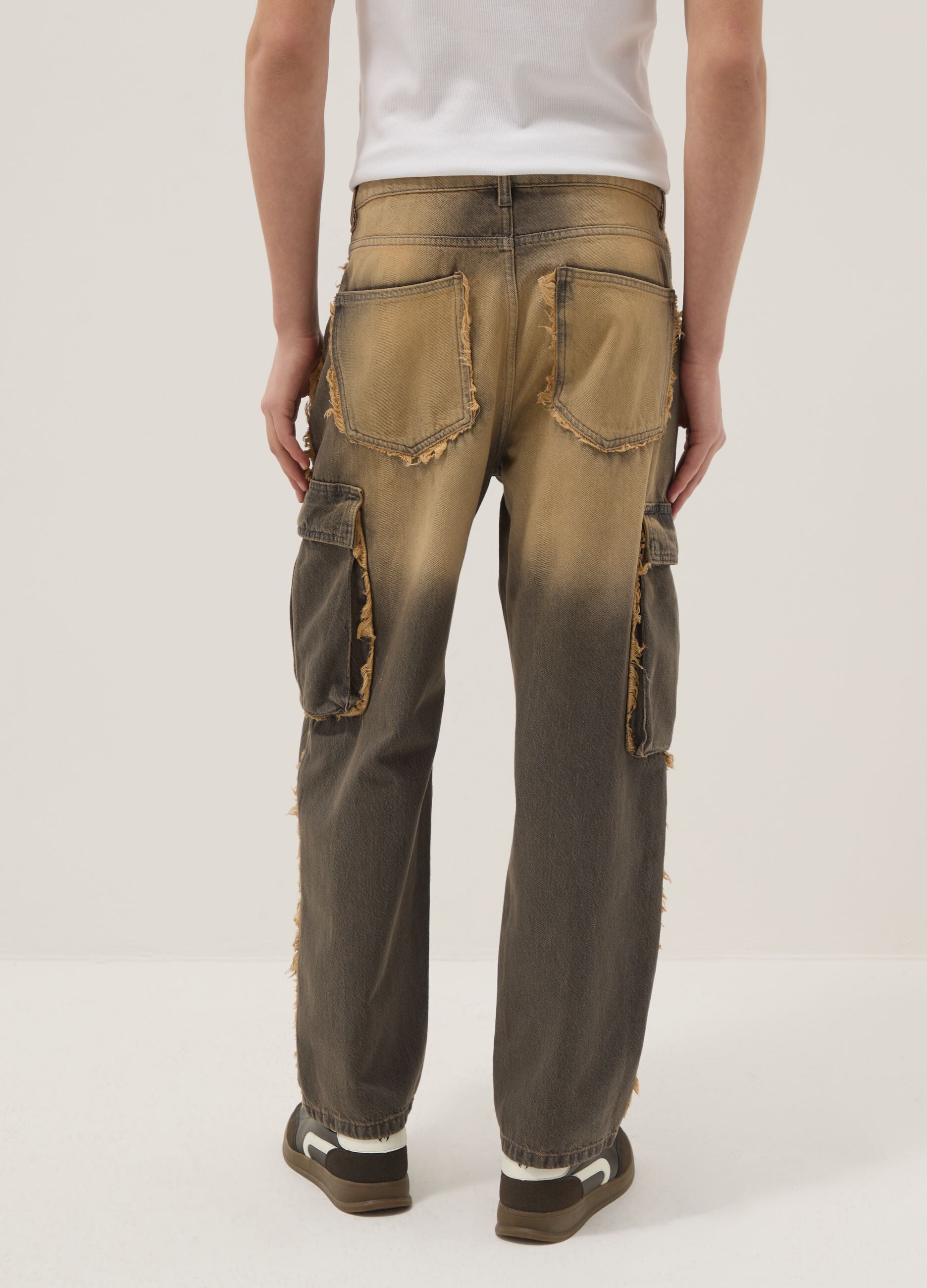 Multicolor pure cotton baggy fit jeans