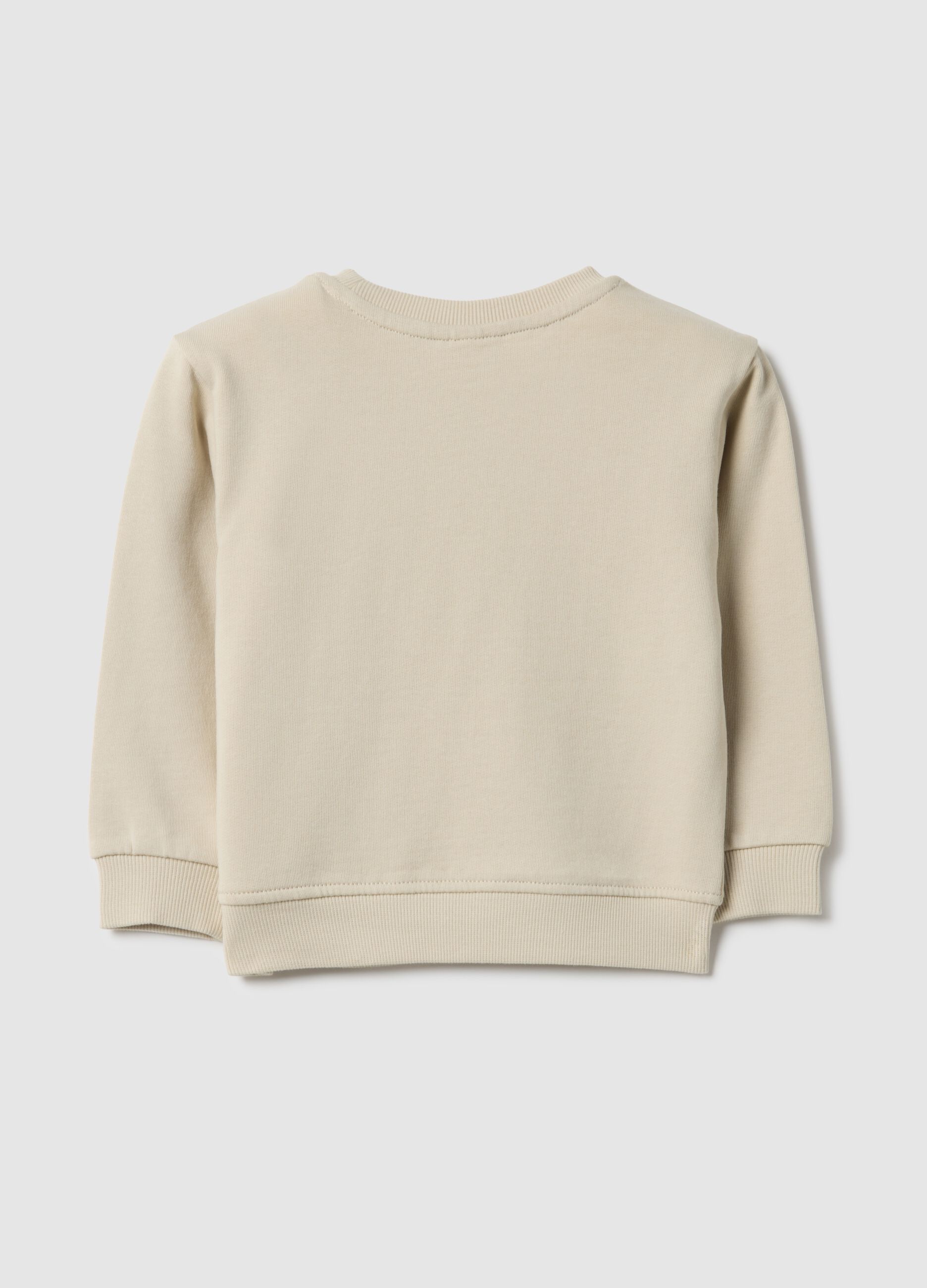 Beige pure cotton regular fit sweatshirt with print for baby