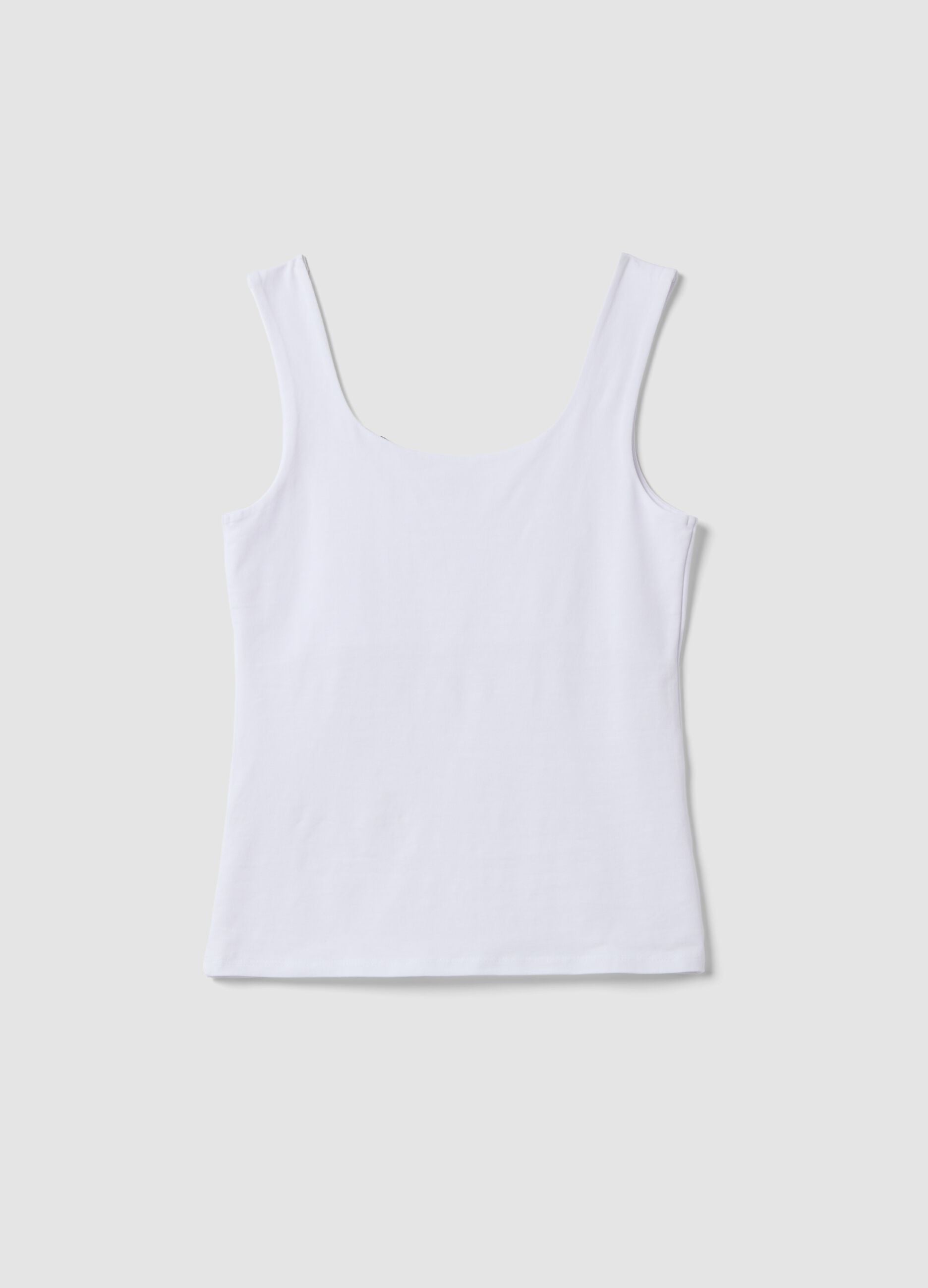 White fitted stretch-cotton tank top