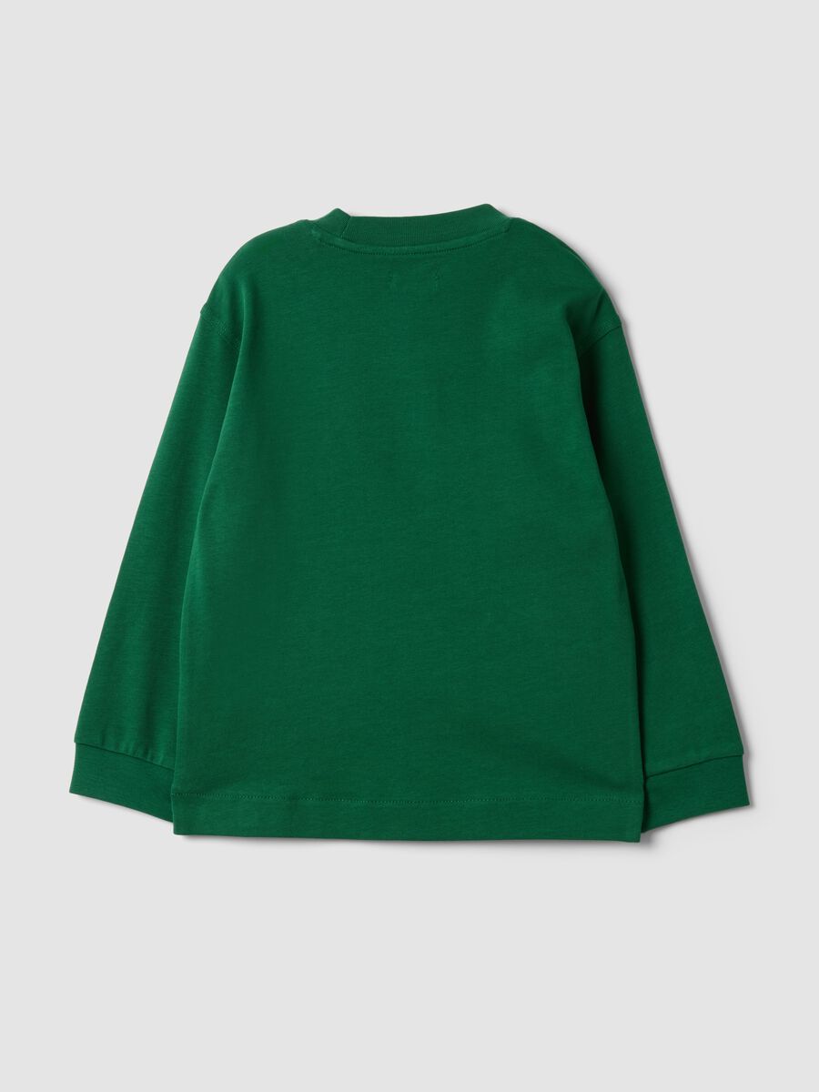T-shirt verde in puro cotone girocollo a maniche lunghe per bambino_4