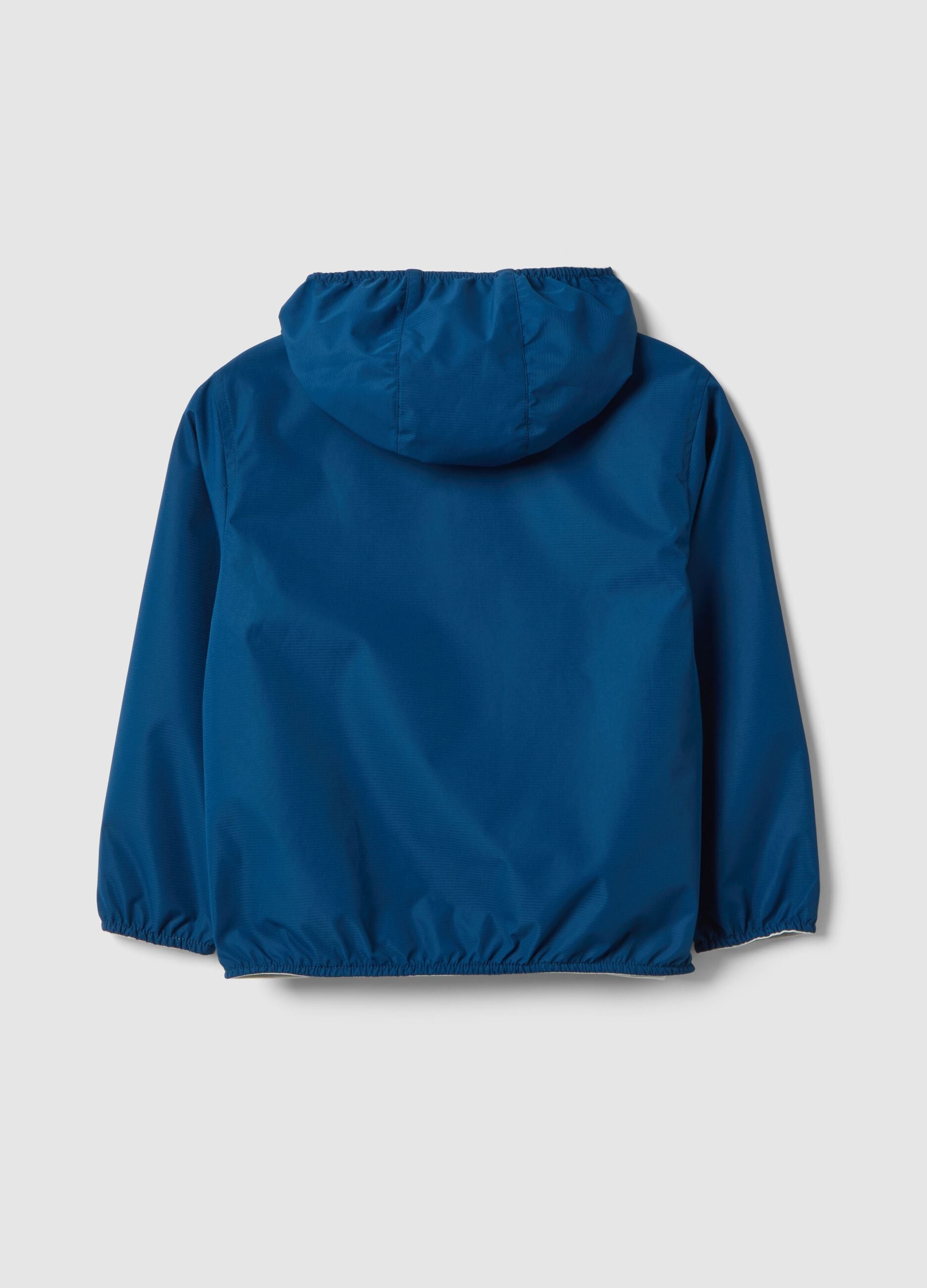 Blue waterproof regular fit jacket with hood and zip for kids
