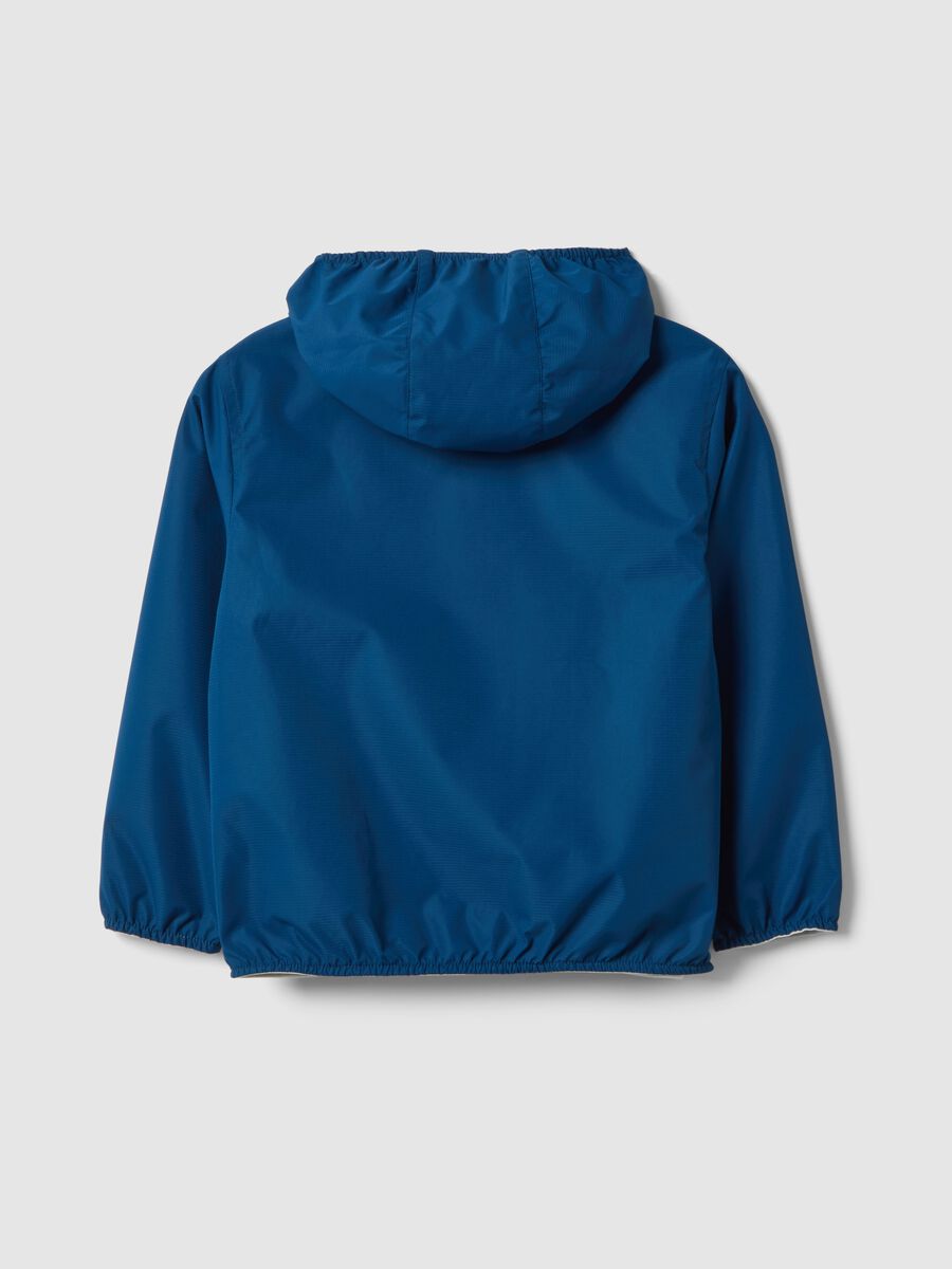 Blue waterproof regular fit jacket with hood and zip for kids_1
