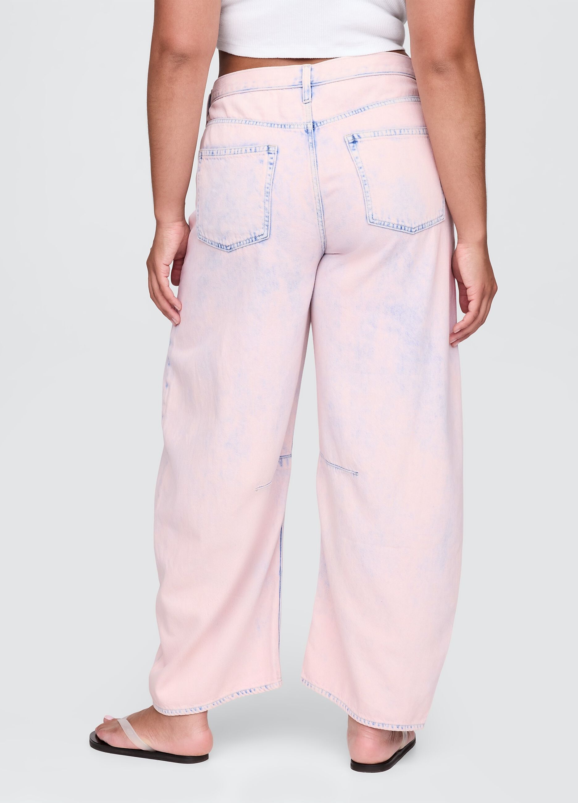 Pink denim trousers with regular fit