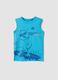 Blue pure cotton surf-print vest top for boys, regular fit_0