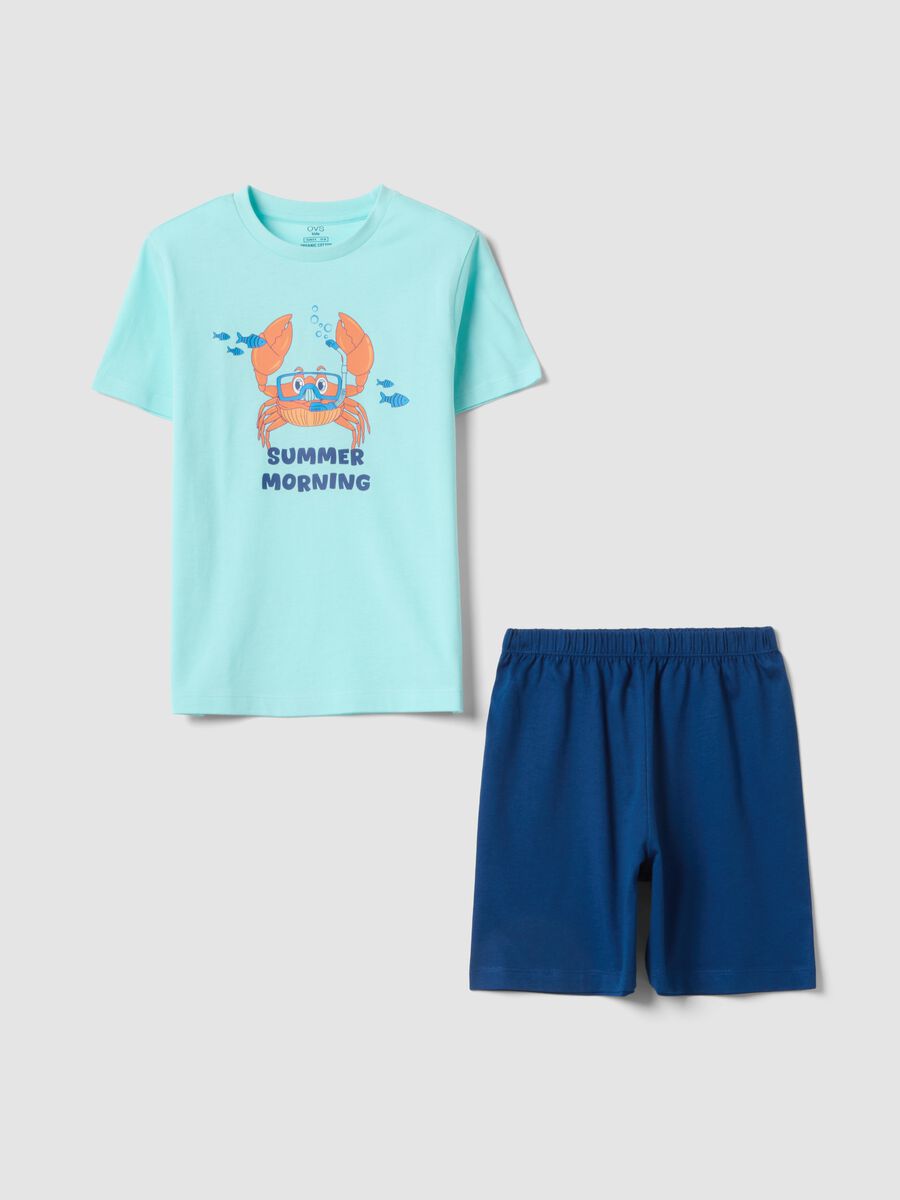 Blue and light-blue pure cotton boys&rsquo; pyjamas with crab print_0