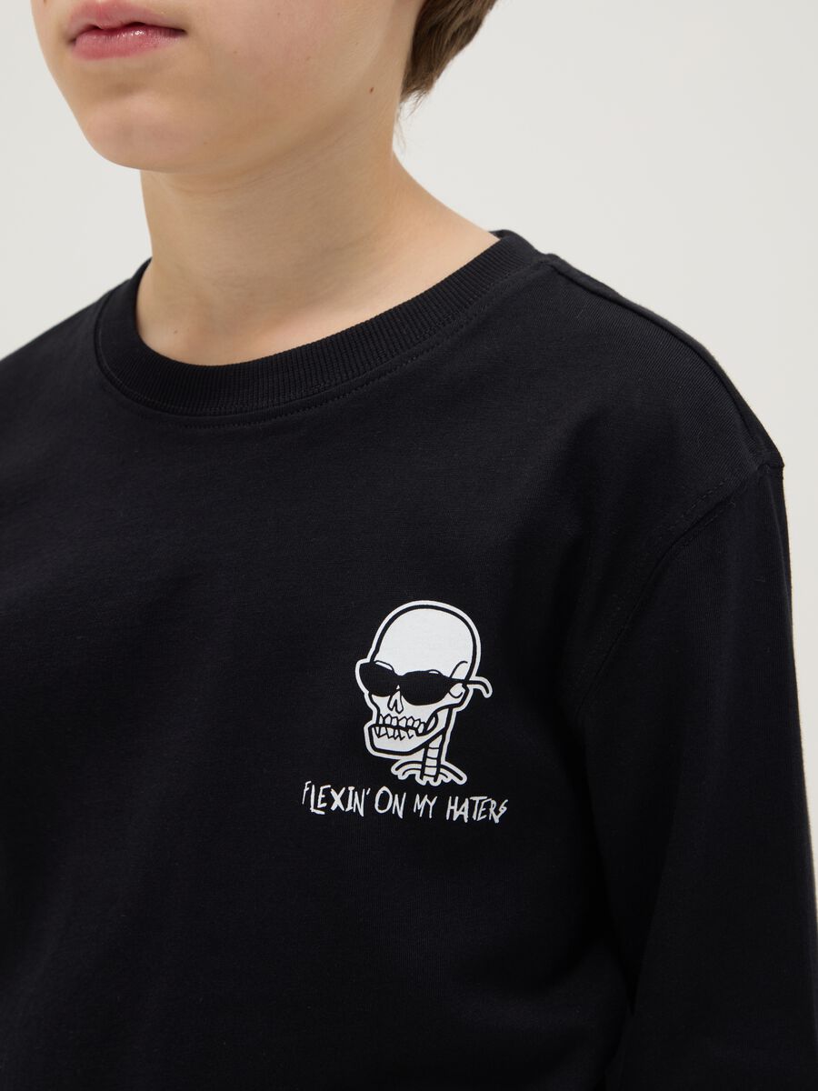 Boys' pure cotton black regular fit t-shirt with print_2