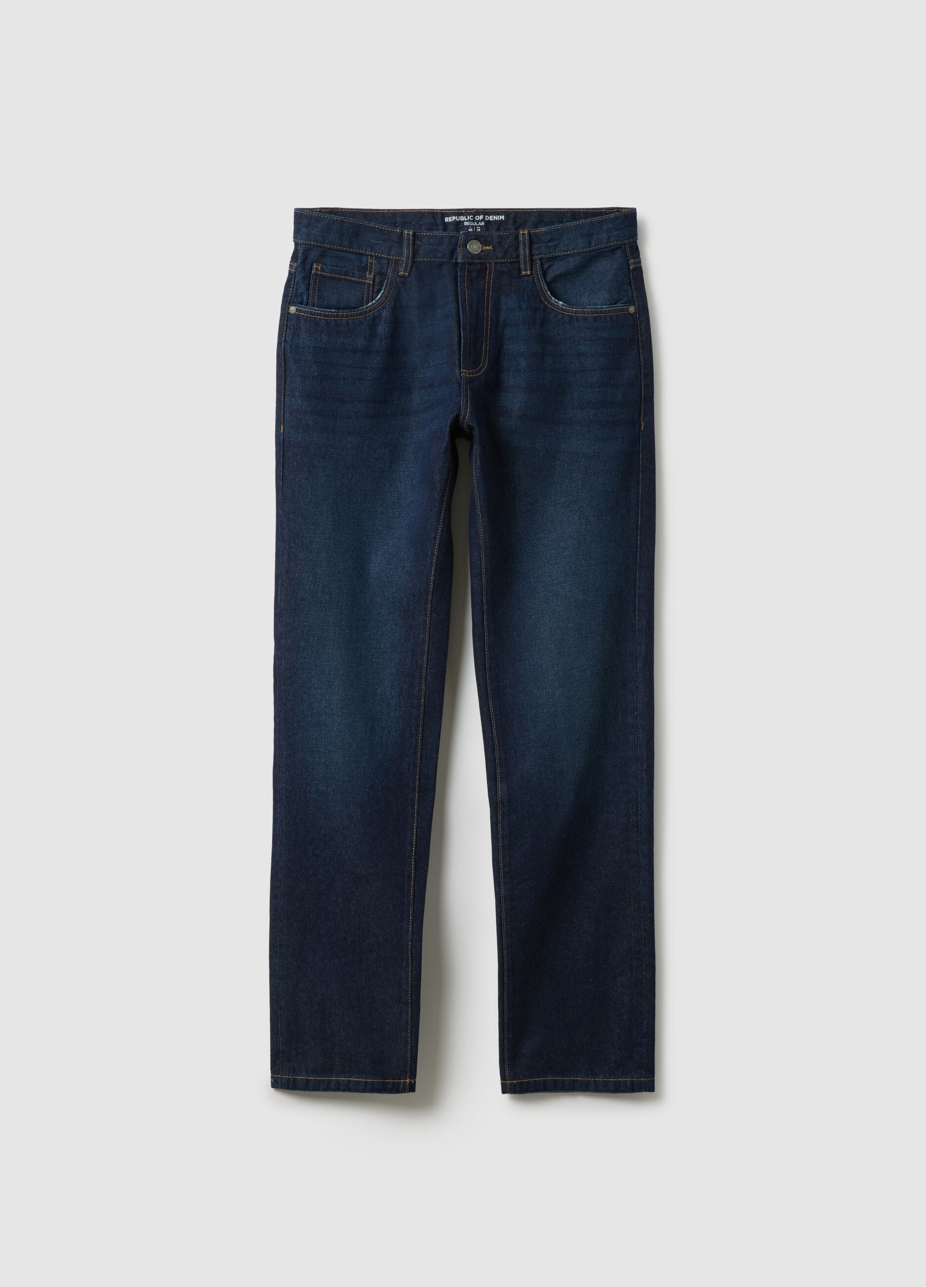 Regular Fit Blue Pure Cotton Jeans