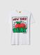 White pure cotton regular fit T-shirt with Keith Haring print_4