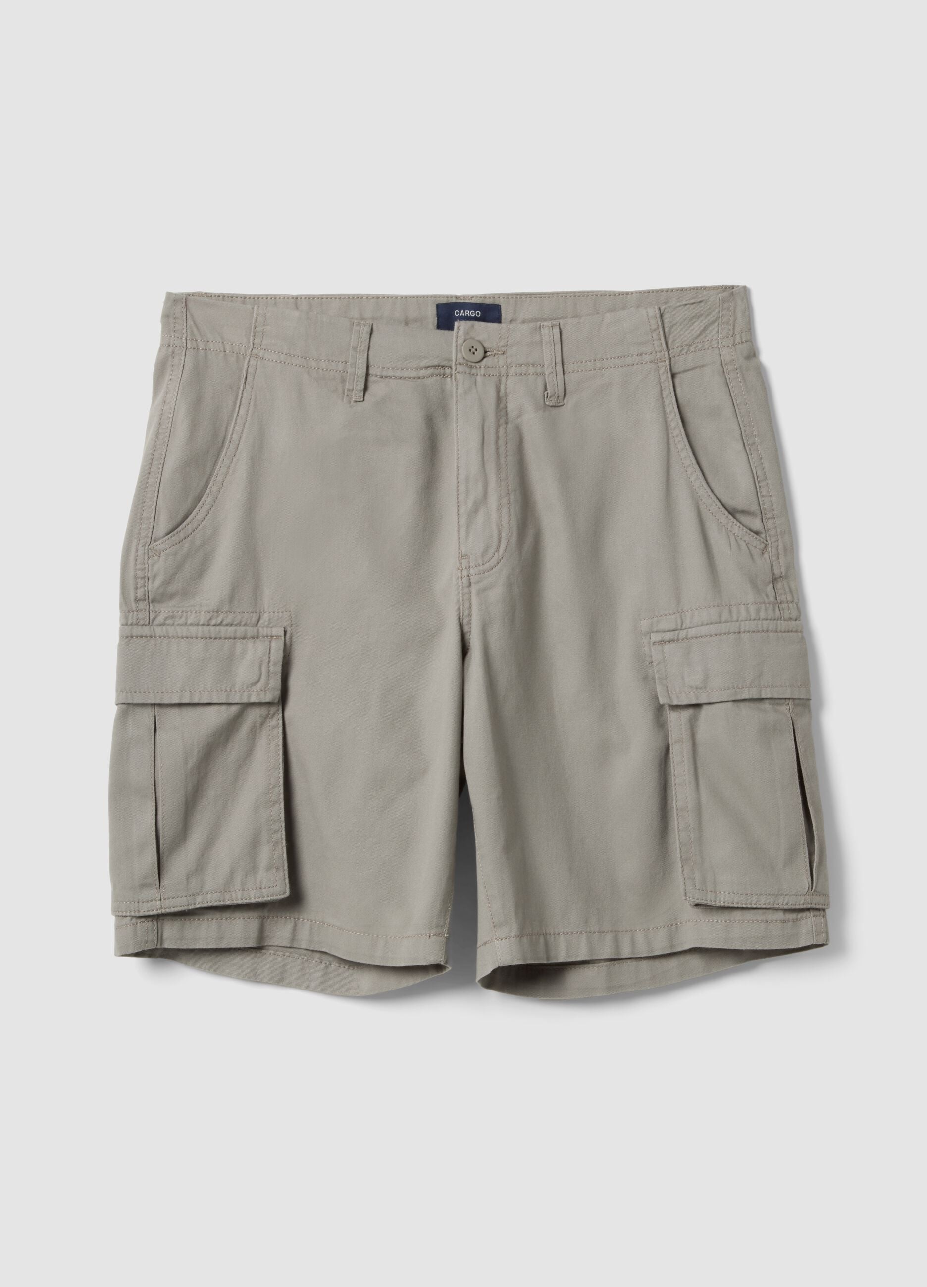 Grey pure cotton regular-fit cargo shorts