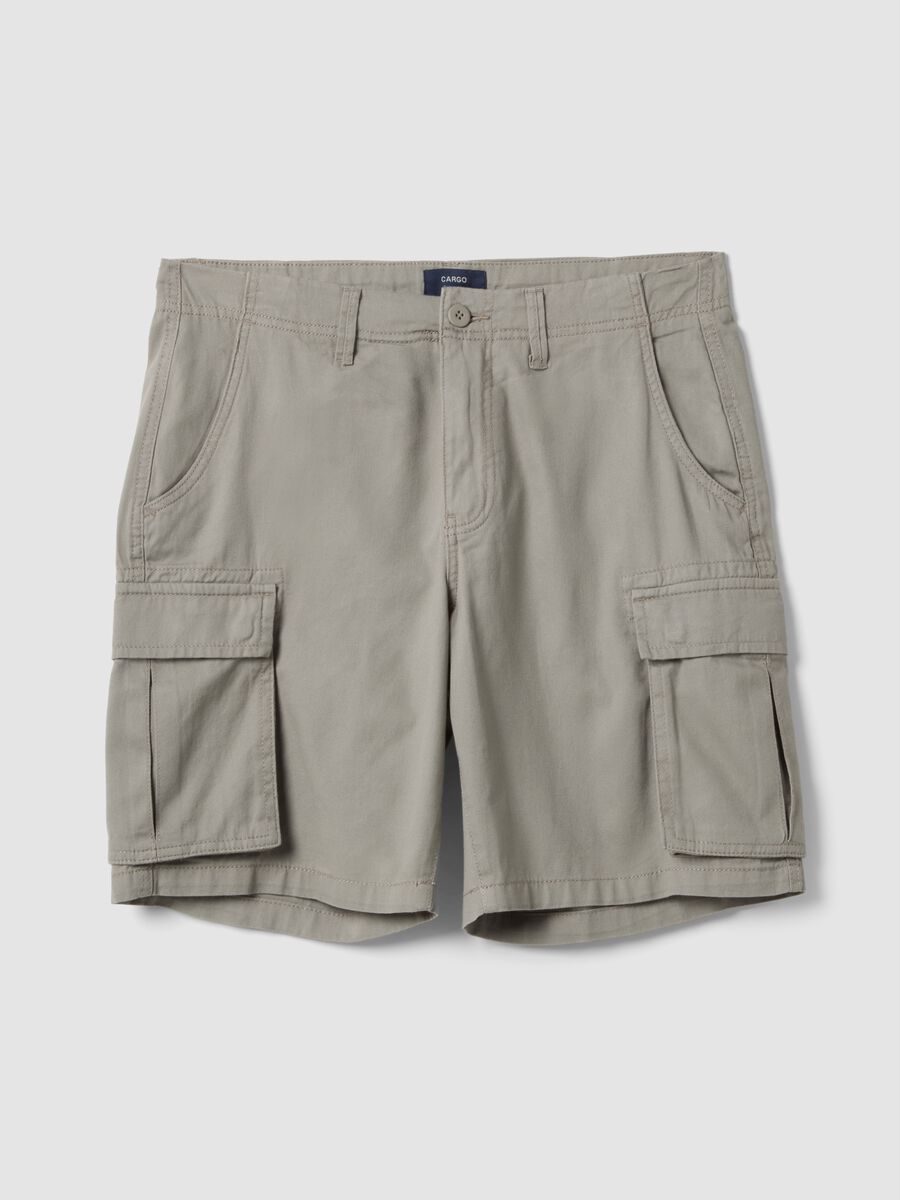 Grey pure cotton regular-fit cargo shorts_4