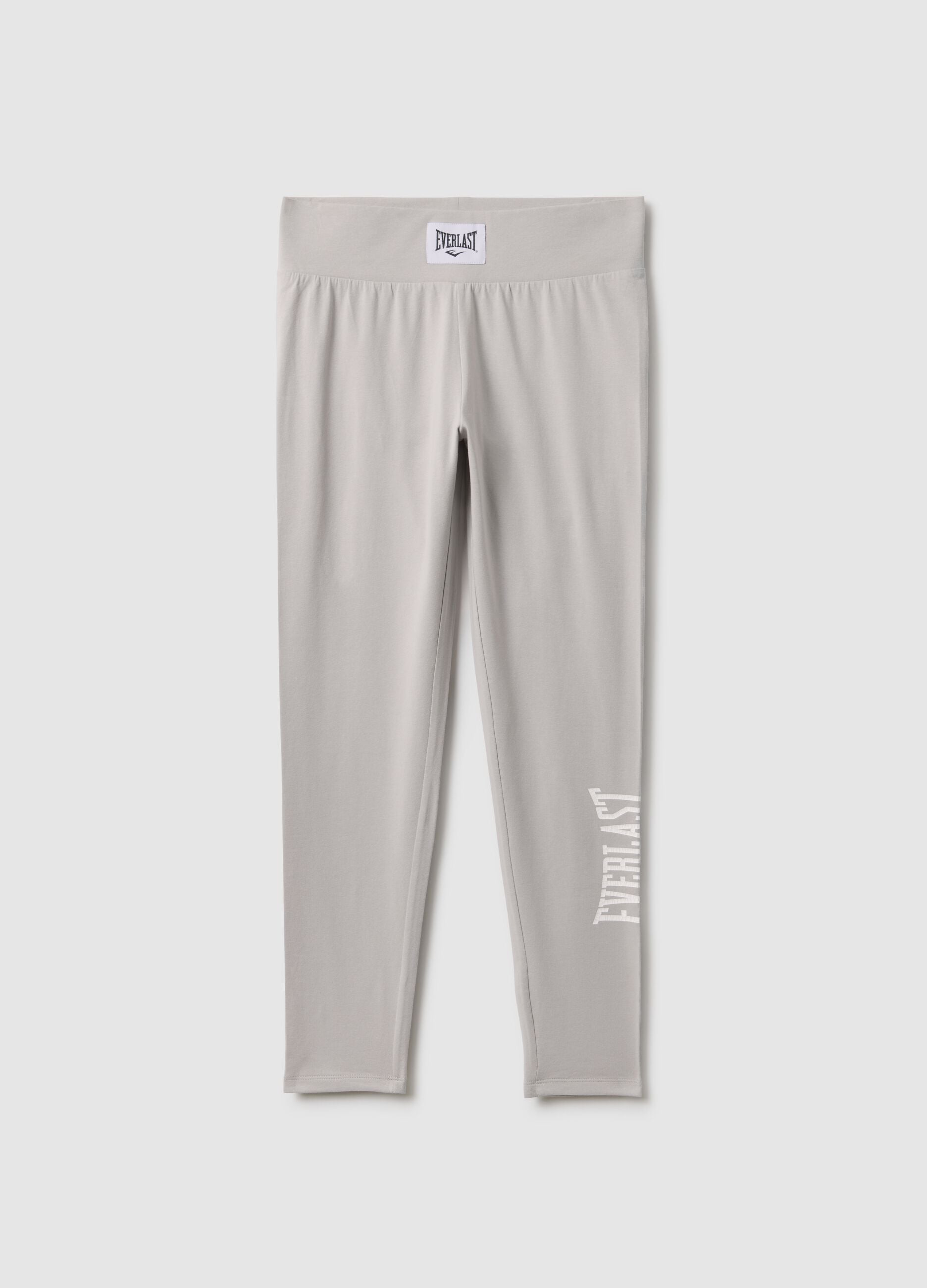Grey stretch cotton leggings regular fit with Everlast logo