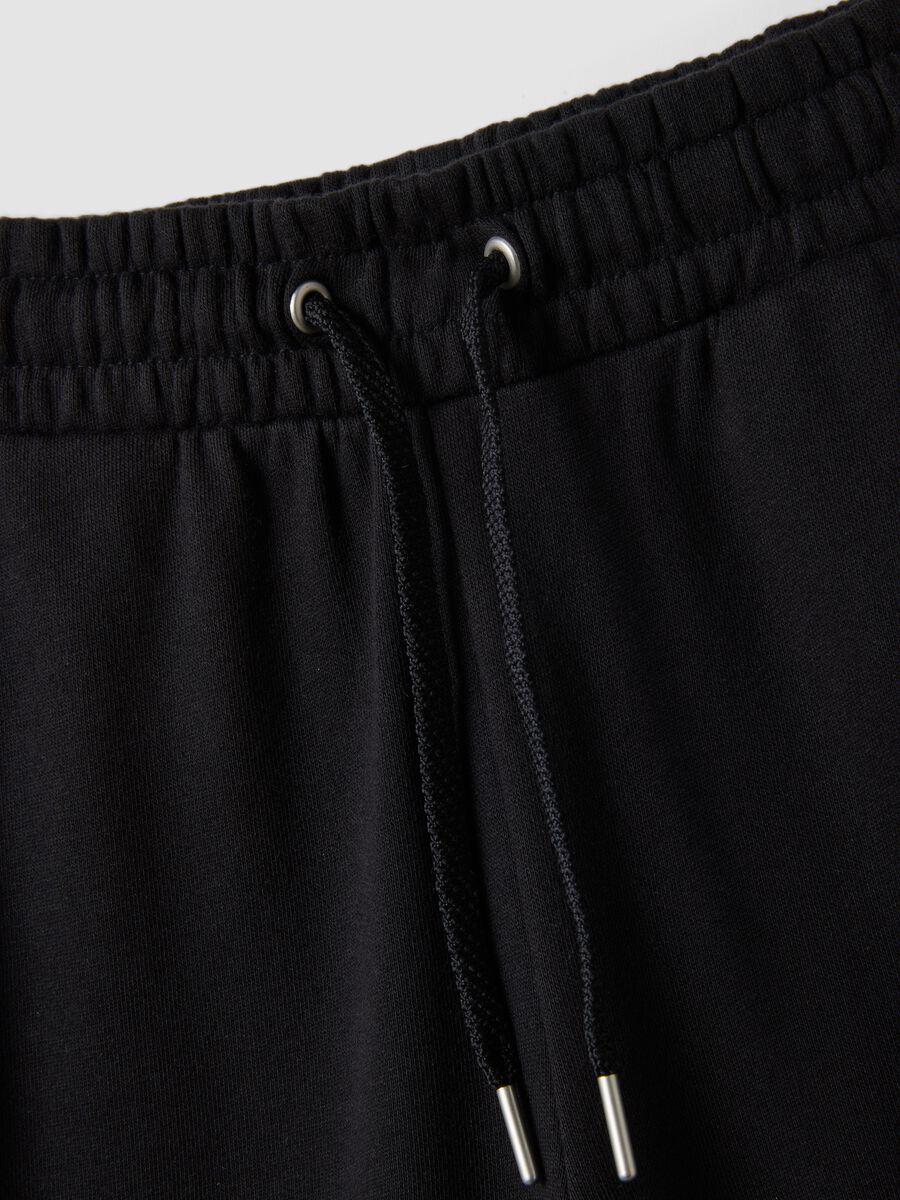 Pantaloni neri culotte in puro cotone organico per ragazza_1