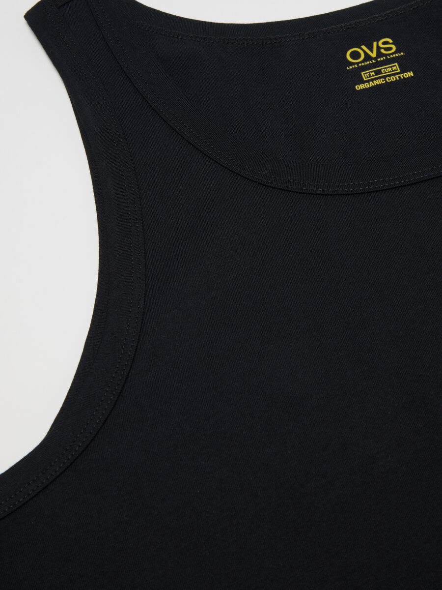 Black regular-fit vest top in pure organic cotton_5