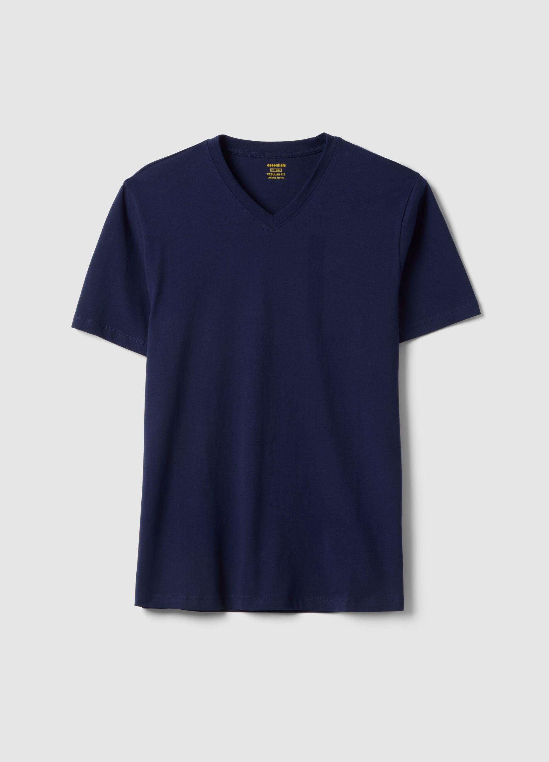 Blue pure cotton regular fit T-shirt