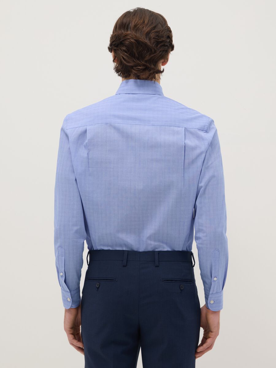 Blue check regular fit cotton blend shirt easy iron_2