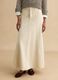 Long beige regular fit pure cotton denim skirt_1