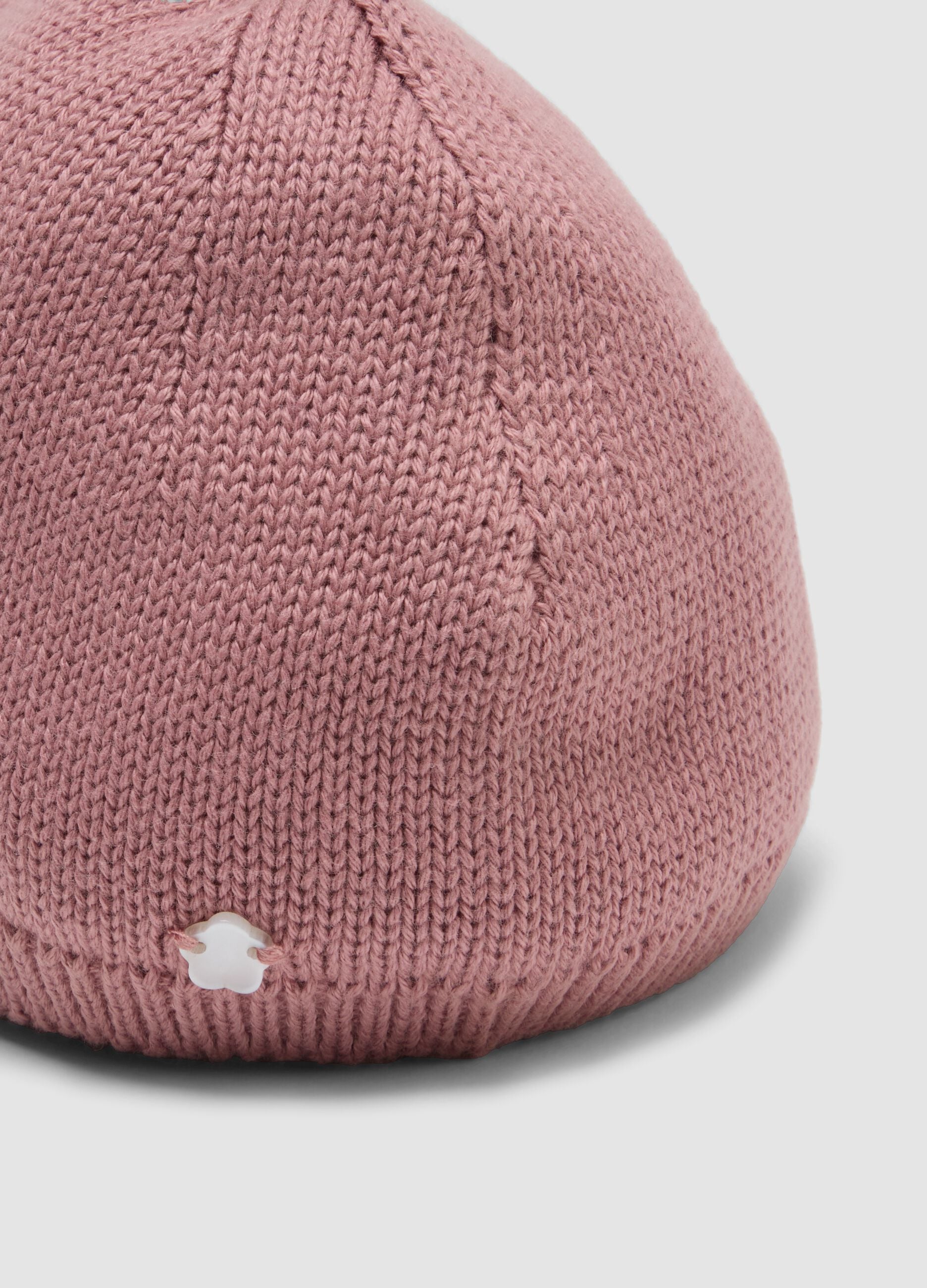 Pink pure organic cotton knitted hat for baby girl