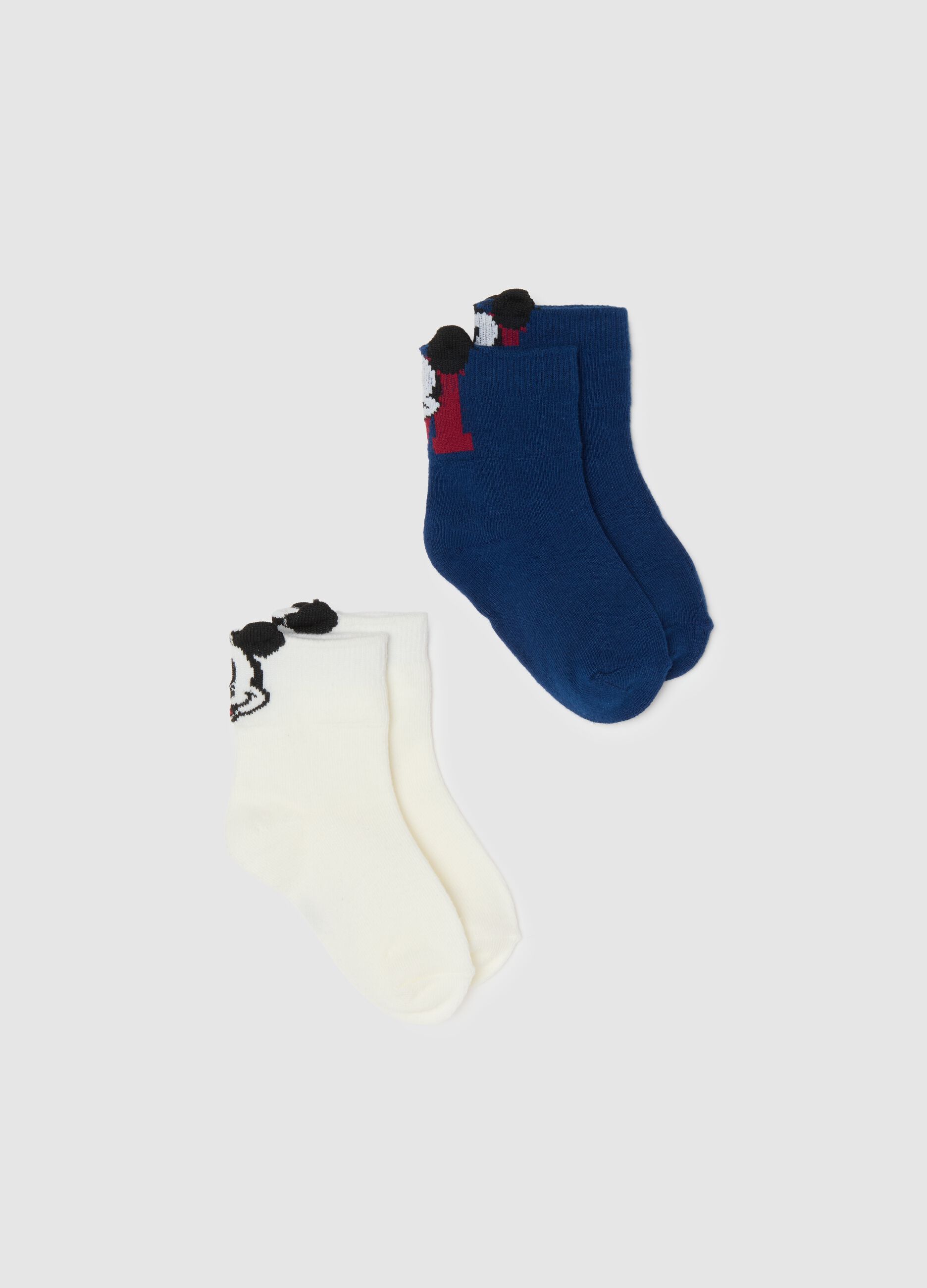 Multicolour cotton blend socks twin-pack for infants with Disney embroidery