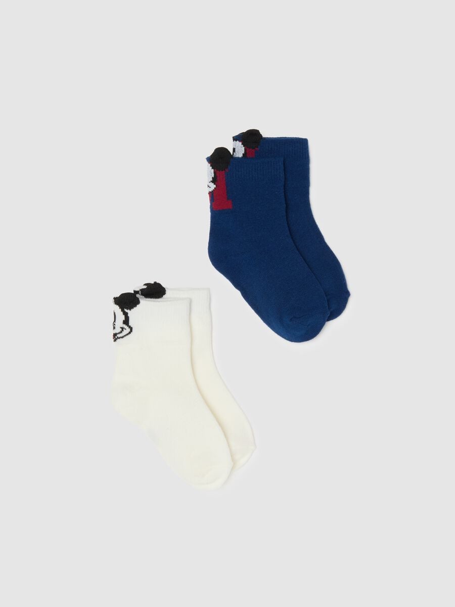 Multicolour cotton blend socks twin-pack for infants with Disney embroidery_0