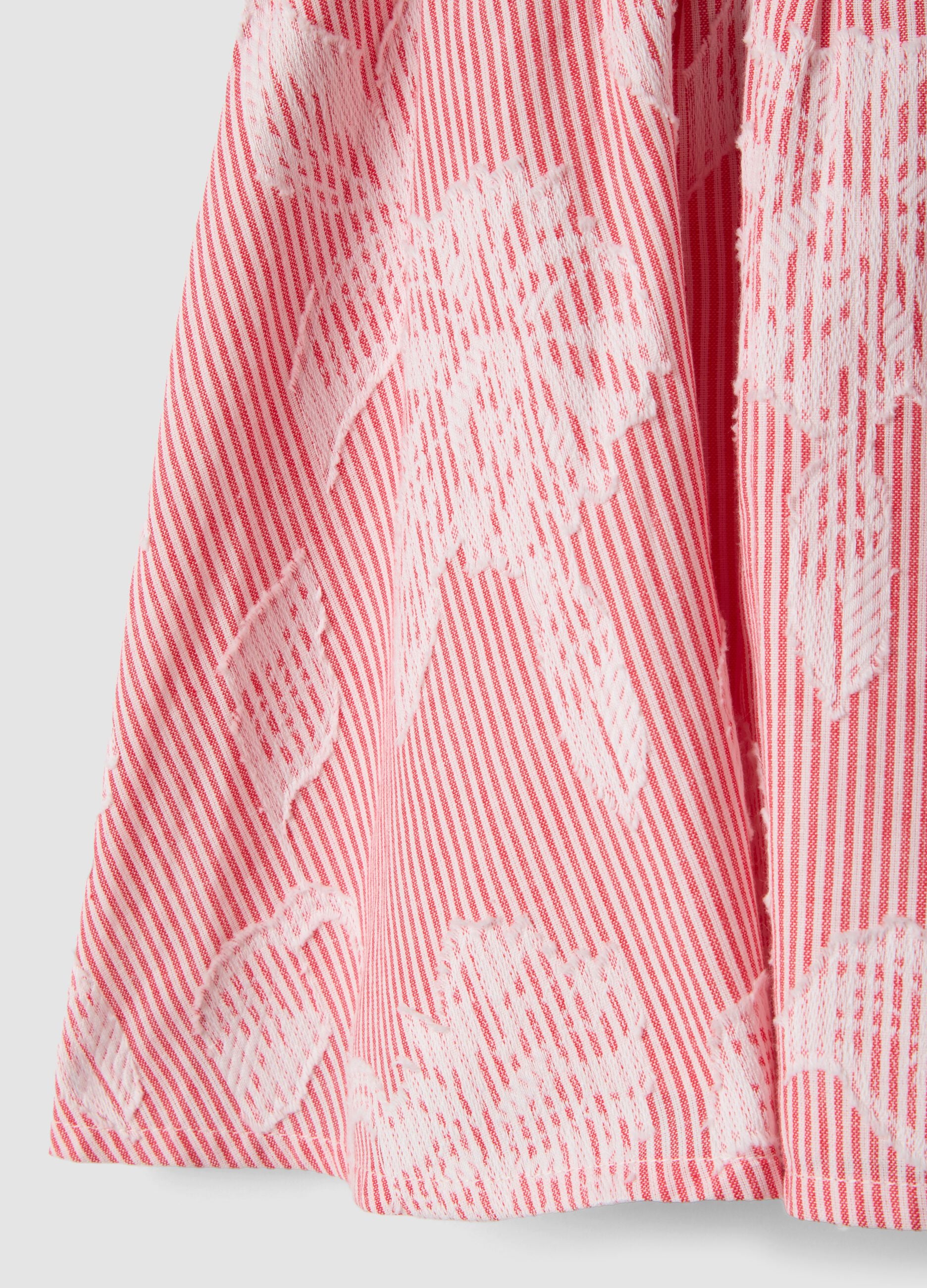 Girls&rsquo; pure cotton ruffle skirt with pink stripes
