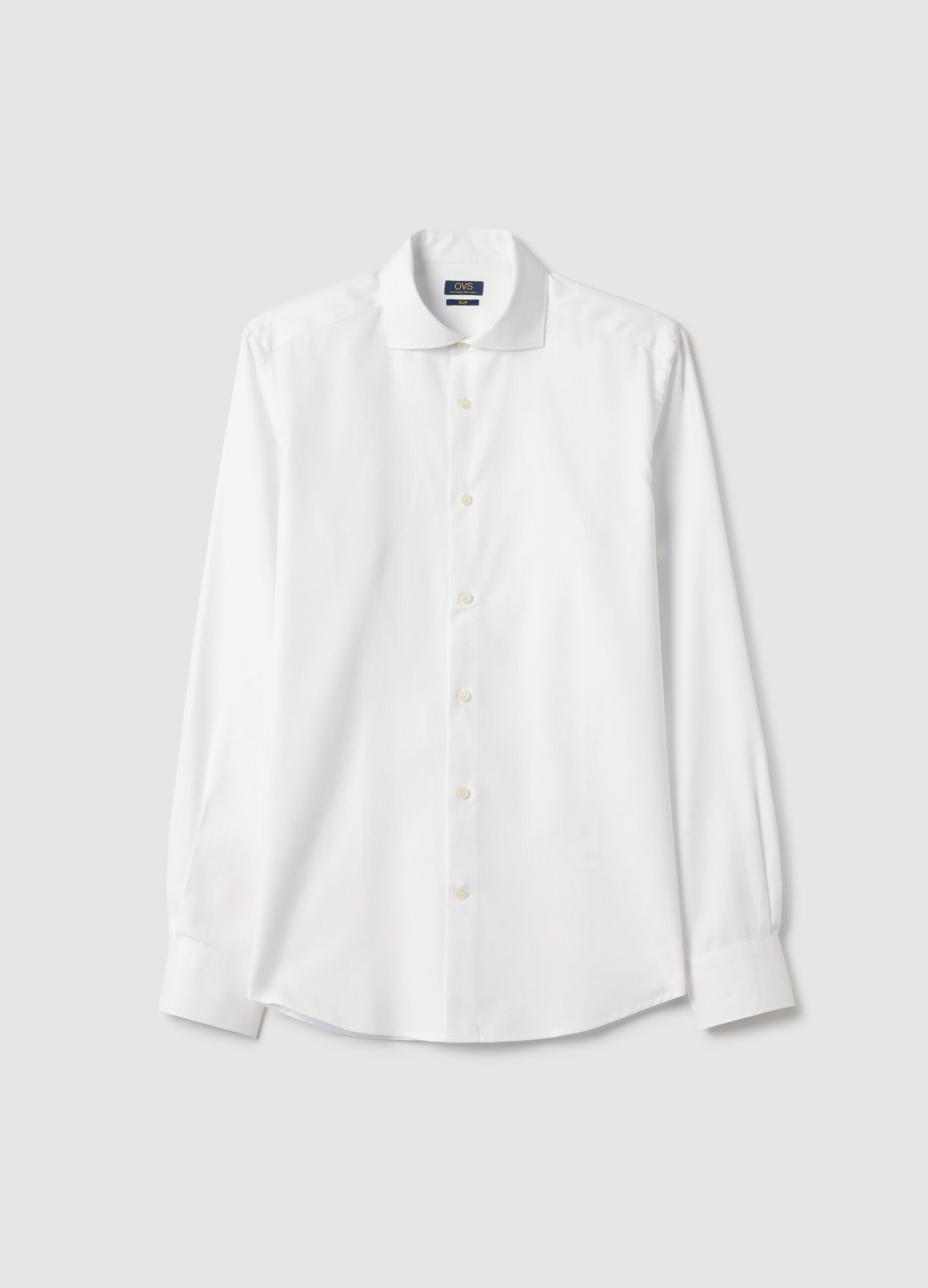 Slim fit long sleeve white shirt in pure cotton