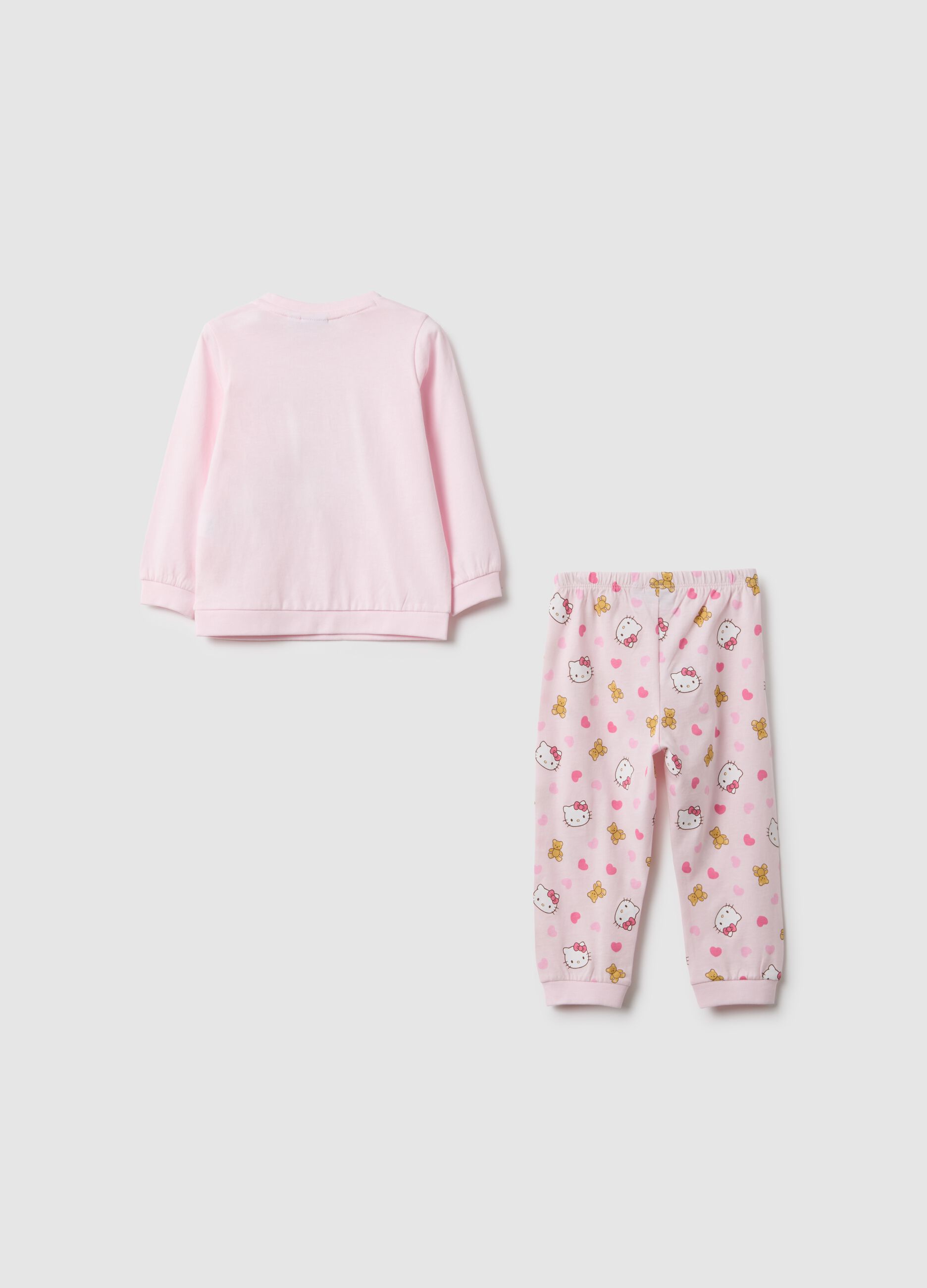Baby girl's regular fit pink pure cotton pyjamas with Hello Kitty print