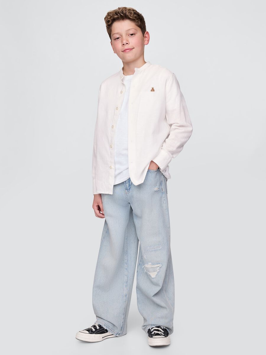 GAP Kids Long Sleeve White Linen and Cotton Shirt_1