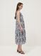 Blue stretch cotton midi dress with all-over print, regular fit_1