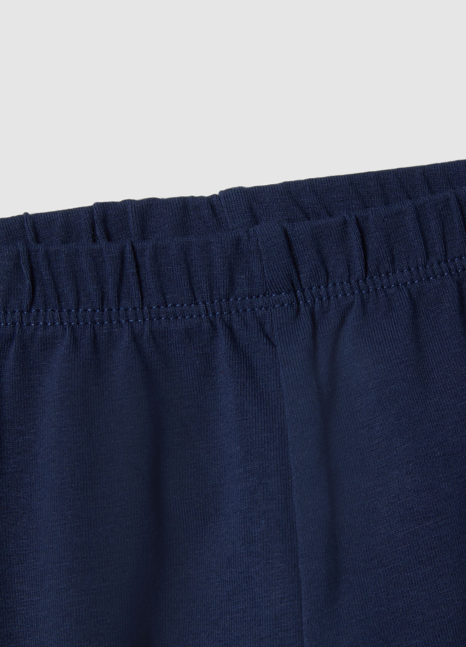 Slim fit blue stretch cotton leggings for girls