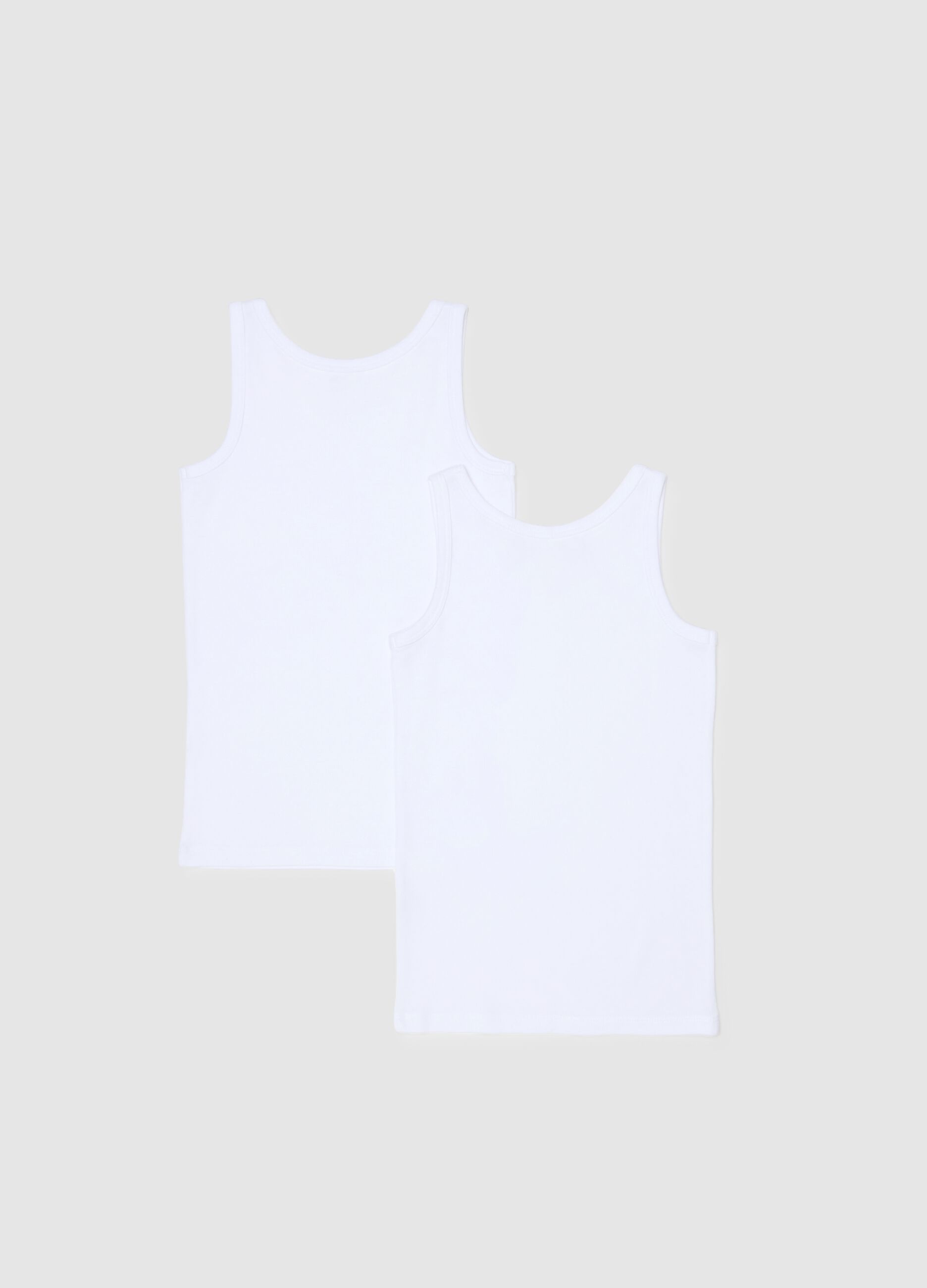 Pack of white sleeveless children's t-shirts in pure cotton regular fit