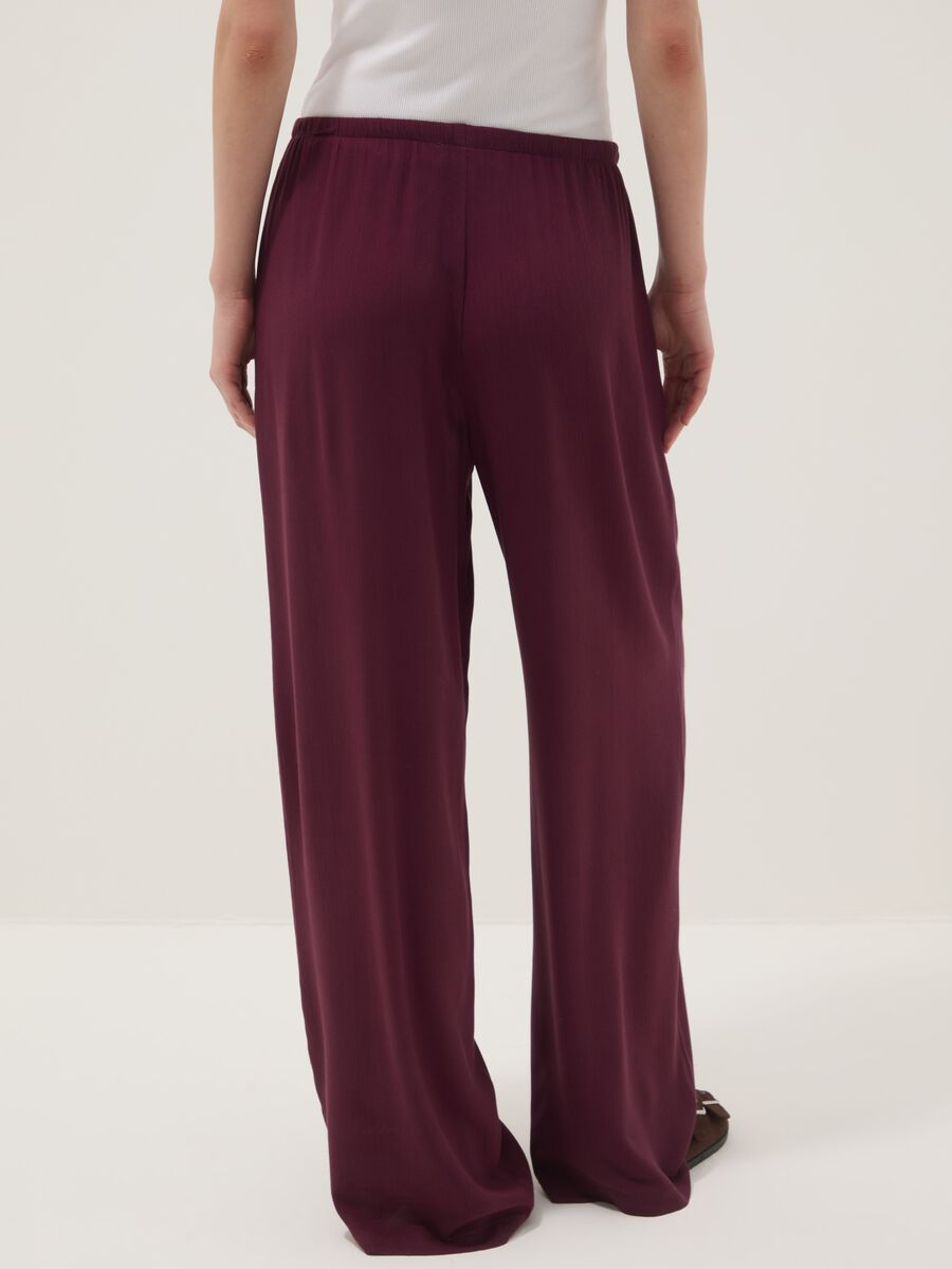 Purple pure viscose trousers with drawstring, relaxed fit_2