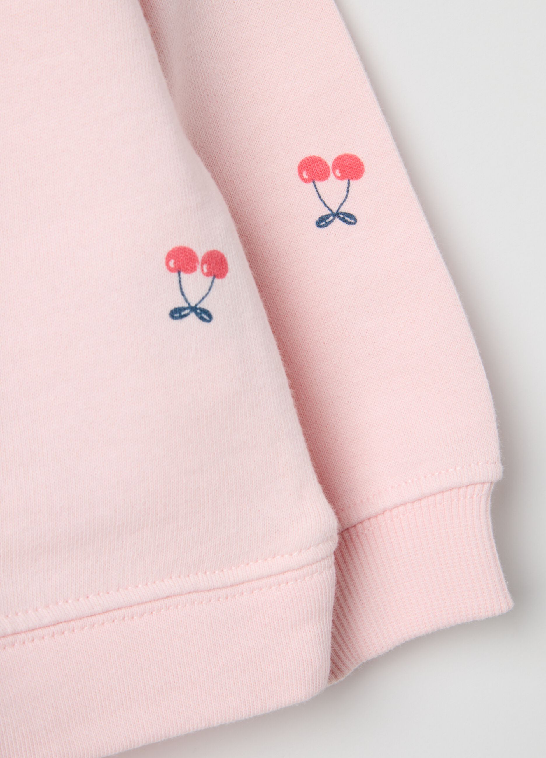 Pink crew-neck sweatshirt for girls in pure cotton regular fit with designs