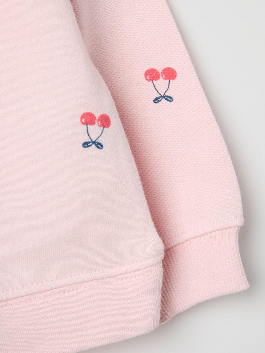 Felpa girocollo rosa da bimba in puro cotone regular fit con disegni_3